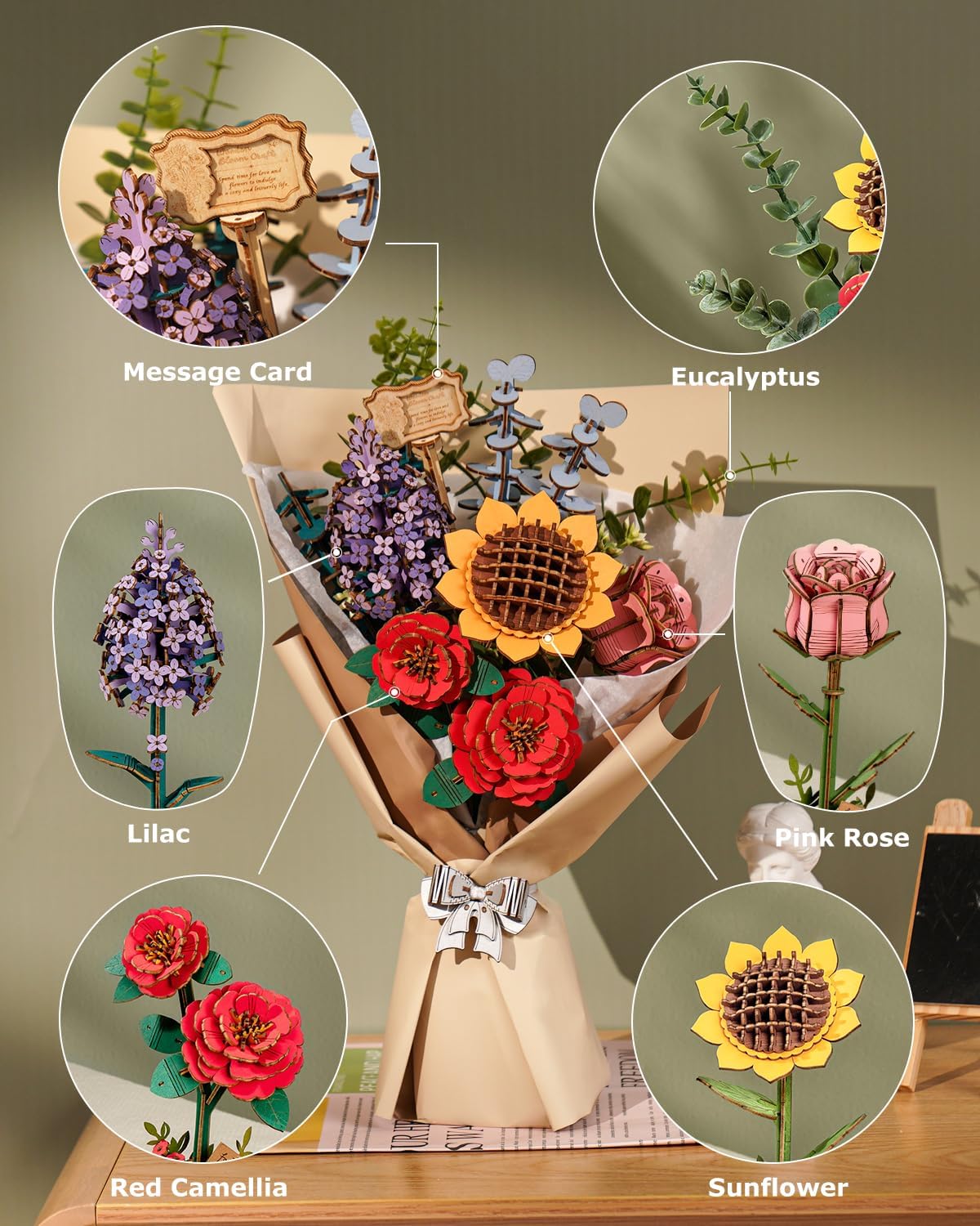 Rolife Wooden Flower Bouquet 3 - Model Kit Revell recension och pris